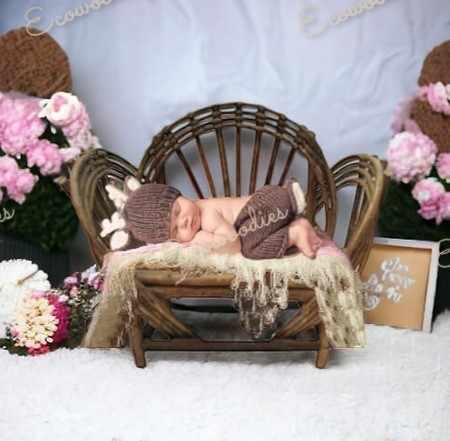 Customizable Soft Kids Bamboo Furniture Chair Newborn Wooden Photography Prop Posing Photo Shoot Vintage Cot Bed Crate Chair