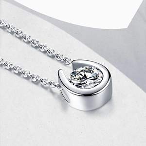 Set de lunette pendentif solitaire moissanite coupe ronde - Product Image 5