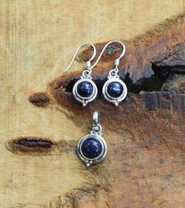 Natural Blue Sunstone 925 plata esterlina hecho a mano diseñador personalizado pendiente colgante hermoso conjunto para mujeres - Product Image 2