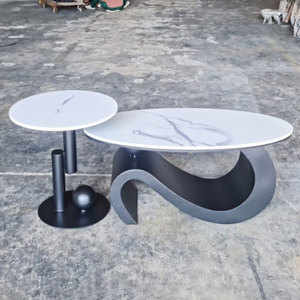 SOTA Modern Farmhouse Double <b>Sofa</b> <b>Table</b> with Durable Glass Top and Iron Legs Decorative TT68247 for Living Room Furniture - Product Image 5