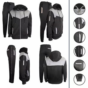 Chándal con capucha y cremallera para hombre, manga larga, respetuoso con el medio ambiente, sólido, 100% algodón, ropa deportiva, parte inferior para correr, tallas grandes, invierno, - Product Image 3