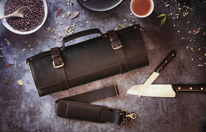 Sac à enrouler pour couteau en cuir véritable robuste LKR-0048 de couverture de couteau de chef professionnel pour pochette de rangement multi-outils de voyage OEM - Product Image 2
