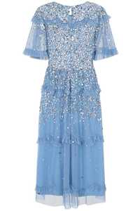 ชุดราตรีประดับลูกปัดลายคริสตัลหรูหราชุดเดรสเข้ารูปมีคอพิมพ์ลายเดรสผ้าโพลีตาข่ายสำหรับงานปาร์ตี้งานเลี้ยงค็อกเทล - Product Image 4