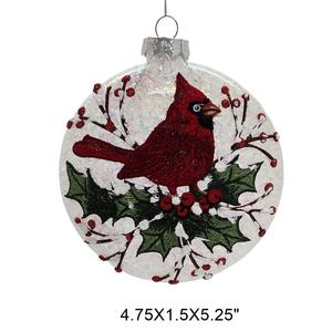 Adornos Navideños de Cristal Rojo Clásico Hechos a Mano, Adornos para Árboles de Navidad con Forma de Pájaro Cardenal - Product Image 2