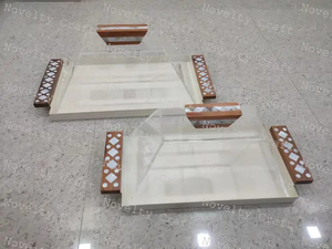 Bandejas DE SERVICIO DE fregona de madera de alta calidad Soporte alto de chocolate hecho a mano para Ramadán Eid Holiday Ecológico de lujo al por mayor - Product Image 2