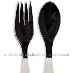 Cucharas de cuerno hechas a mano de la mejor calidad, mango de resina, diseño único para servir comida, bodas, exportaciones al por mayor, condimento de azúcar, cocina - Product Image 2