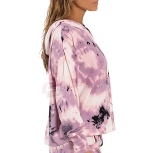 Sweat-shirts à capuche personnalisés pour femmes, manches longues, tie-dye, automne/hiver 2026, avec logo frontal, pour adultes - Vente en gros - Product Image 3