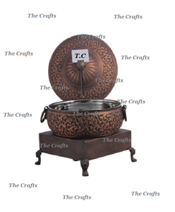 งานฝีมือทองแดงแท้ ดีไซน์โบราณ ถาดอุ่นอาหาร ตกแต่งได้ ปรับขนาดและโลโก้ได้ สำหรับงานแต่งงาน งานจัดเลี้ยง คุณภาพสูง สวยงาม - Product Image 5