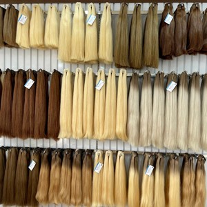 Venta al por mayor Precio de fábrica Trama Cabello ruso Cutícula alineada Remy Virgen Trama dibujada doble Extensiones de cabello Cabello humano Genius Trama - Product Image 6