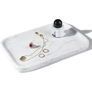 Plateau de rangement classique en céramique, finition marbre, portable, multifonction, passe au lave-vaisselle, pour salon, salle de bain, cuisine et commode - Product Image 1
