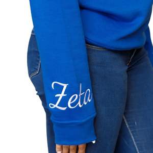 HBCU Zeta, sudadera de chenilla educada, bordado azul real y blanco, mezcla de algodón personalizada, hermandad griega, Divine Nine Apparel - Product Image 6
