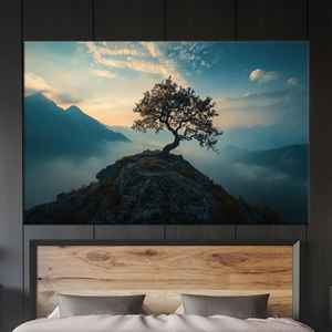 Tableau imprimé sur toile : Décoration murale abstraite en verre avec motif d'arbre, TOILE ENVELOPPEE - Product Image 1