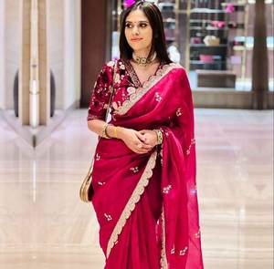 Magnifique sari en soie organza douce de haute qualité, de créateur, élégant, vente en gros de saris en soie de haute qualité, vêtements indiens décontractés - Product Image 4