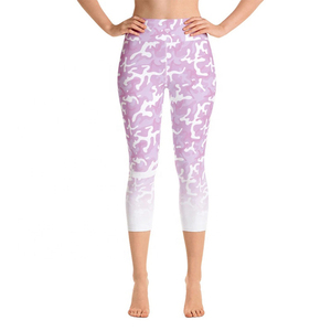 high quality women fitness yoga pants custom sublimated printing gym <b>Capri</b> <b>leggings</b> with OEM service customized material - Product Image 4
