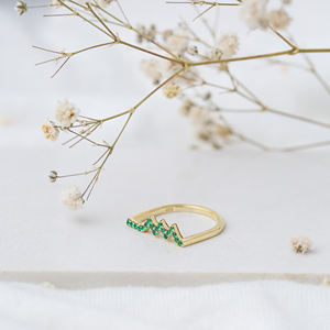 แหวนสายรัดหินเพทายสีเขียวมรกตเครื่องประดับเงินแท้จากตุรกีทำด้วยมือ925เครื่องประดับแบบมินิมอล - Product Image 4