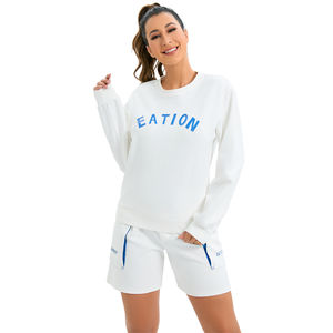 Ensemble de vêtements de sport pour femmes avec logo personnalisé Sweat-shirt et short avec poches latérales pour la salle de sport, la course à pied, le fitness, tenue de sport - Product Image 6