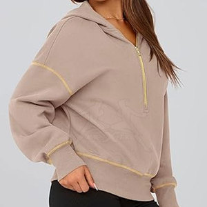 Factory Direct <b>Sale</b> Women Half <b>Zipper</b> Hoodies Latest Design Women Half <b>Zipper</b> Hoodies in Stock - Product Image 4