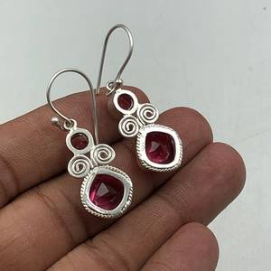 Boucles d'oreilles clous en argent sterling 925 plaqué or avec tourmaline rose, certifiées IGI, bijoux pour femme, cadeau pierre de naissance d'octobre - Product Image 2