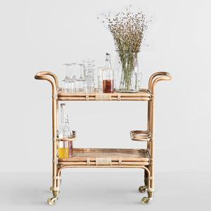 Wholesale Rattan bar Cart, <b>Trolley</b> for Hotel Handmade in Vietnam - Product Image 1