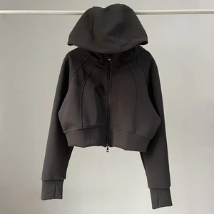 Custom Design Women Full <b>Zip</b> Cropped <b>Hoodies</b> High Neck Athletic Running Sportswear Fleece Outerwear Women <b>Crop</b> Top <b>Hoodies</b> - Product Image 1