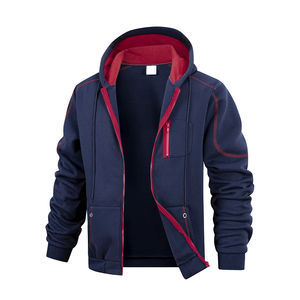 Manteau à capuche à fermeture éclair pour hommes, veste cardigan coupe ajustée de couleur unie, sweat-shirt de sport, vêtements - Product Image 2