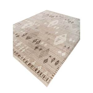 พรมขนสัตว์ถักมือสีเบจและสีน้ำตาลลายเรขาคณิตสำหรับห้องนั่งเล่น ทางเข้าบ้าน และโถงทางเดิน รุ่น Car-Reb-1374 - Product Image 2