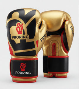 ถุงมือชกมวยหนังแท้สีทอง ProRing Professional ผลิตด้วยมือ พร้อมโฟมฉีดขึ้นรูป สำหรับการฝึกซ้อม - Product Image 1