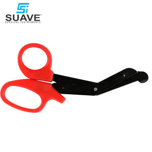 กรรไกรตัดแผล EMT ทำจากสเตนเลสสตีลด้ามจับสีแดงมีคีมสำหรับใช้ในการผ่าตัด - Product Image 4
