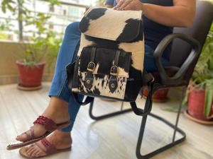 Mochila De piel de vaca auténtica, morral de piel marrón con pelo, multiusos - Product Image 3