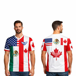 Maillot de football rétro personnalisé pour homme, respirant, à manches courtes, avec drapeaux nationaux du Mexique, du Canada et des États-Unis, pour les fans de sport 2026 - Product Image 1