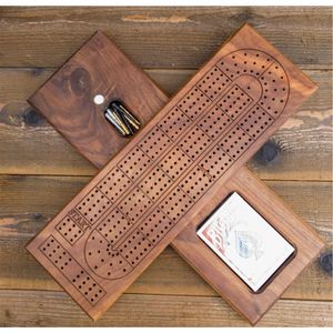 Jeu de plateau de jeu de cribbage en bois massif de luxe avec rangement pour chevilles | Jeu de cribbage en bois avec logo personnalisé disponible Jeu de société en bois - Product Image 5