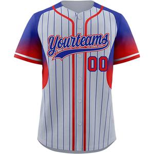 Vente en gros de maillots de softball personnalisés tissu en maille boutonné style sublimé avec des noms d'équipes en sergé - Product Image 1