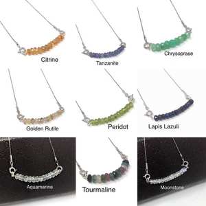 Collier de perles de pierres précieuses naturelles avec chaîne Collier de bijoux de pierre de naissance Bijoux en argent 925 Bijoux de guérison Cadeaux pour elle Cadeau d'amour - Product Image 1