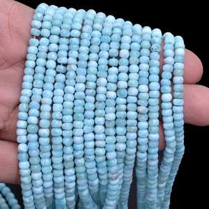 Cuentas de piedras preciosas naturales Larimar Smooth Rondelle Shape 4-6mm Piedra de Larimar azul Cuentas sueltas pulidas para la fabricación de joyas Tasa a granel - Product Image 6