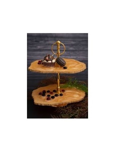 Support à gâteau rond de luxe en or perle résine et piédestal en métal pour outils de gâteau d'affichage de fête d'anniversaire de mariage et de dessert - Product Image 3