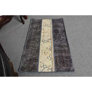 Alfombra de área de lana turca vintage, diseño de retazos de tejido plano marrón y beige de 2x3,5 pies para decoraciones de sala de estar con respaldo de látex - Product Image 3