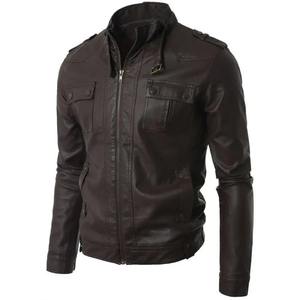 Chaqueta de cuero para hombre Cuero de vaca genuino Vintage Moto Racer Elegante abrigo de invierno de alta calidad - Product Image 5