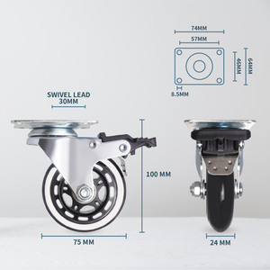 3 นิ้วล็อคเสียงรบกวนต่ําและล้อล้อเรียบสําหรับตู้ - Product Image 2