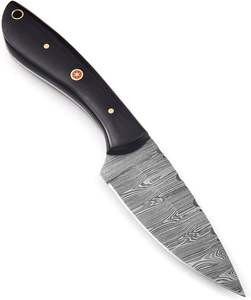 Couteau de chasse Damas de qualité supérieure pour le camping en plein air Gaine en cuir à lame fixe Support OEM personnalisable 3 ans - Product Image 2