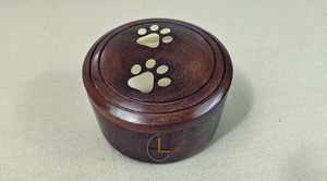 เครื่องทองเหลืองสำหรับสัตว์เลี้ยงสไตล์วินเทจสุดหรูใช้ในบ้านโกศสัตว์เลี้ยงโรสวูดมีอุ้งเท้าไม่คงทนตามฤดูกาล - Product Image 2