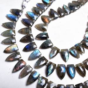 Cuentas de piedras preciosas de punta de flecha de briolette facetadas de labradorita de forma elegante Natural de 8mm para la fabricación de joyas collar de cuentas sueltas de 10mm - Product Image 2
