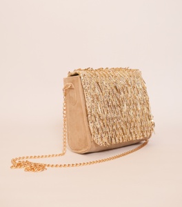 Pochette de soirée en velours de luxe pour femmes avec paillettes et sangle de chaîne sac à bandoulière brodé pour les fêtes et les mariages - Product Image 3