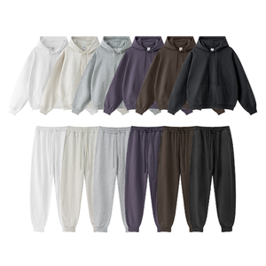 Pantalones holgados, sudaderas, ropa de calle, conjunto de chándal personalizado de algodón polar de gran tamaño para mujer, Sudadera con capucha y pantalones de chándal - Product Image 1