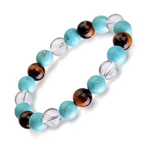 Handmade Gemstone Beaded Stretch Bracelet Tiger <b>Eye</b> Crystal Quartz Turquoise Studying Memory Clarity And Focus Bracelet - Product Image 3