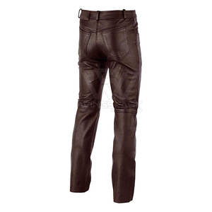 กางเกงหนังผู้ชายผลิตจากโรงงาน เอวกลาง ติดกระดุม คุณภาพดีที่สุด สไตล์ลำลอง สีเข้ม น้ำหนักเบา ขายดีในราคาขายส่ง - Product Image 5