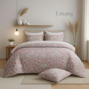 ชุดเครื่องนอนสามชิ้นลายเรขาคณิตแบบทอจากไมโครไฟเบอร์โพลีเอสเตอร์สไตล์ยุโรปสมัยใหม่ พิมพ์ลายแบบ Reactive ใช้ได้ทุกฤดู - Product Image 1