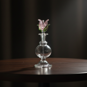 LW54 Mini ZAHEREEN, Arte Folclórico Egipcio, Botella de Perfume Hecha a Mano, Pieza Única de Cristal Artesanal, Tapa con Diseño de Rosa, Recuerdo - Product Image 2