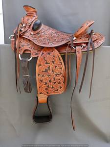 Selle de cheval en cuir occidental et anglais américain fabriqué à la main-Équipement d'équitation de luxe - Product Image 2