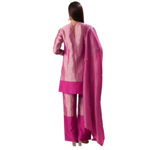 Rosa ricamato a mano Kurta Palazzo Set all'ingrosso donna abbigliamento etnico OEM fornitore di fabbrica personalizzato festa di nozze - Product Image 6