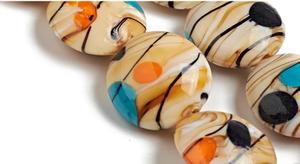 Ensemble de perles de verre de Murano d'Italie 8mm perles de cristal plates motifs peints pour la création de bijoux, y compris les bracelets bagues boucles d'oreilles - Product Image 4